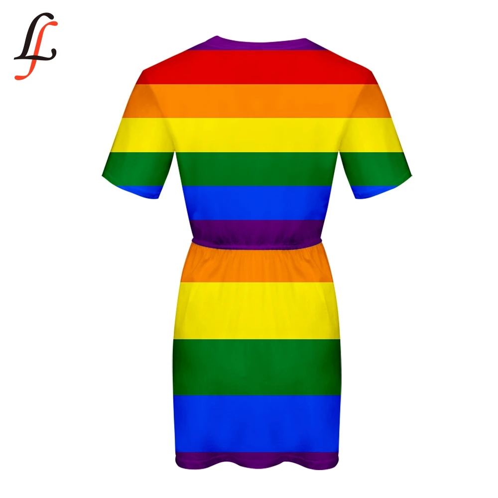 Радужный Флаг ЛГБТ 3D женские туфли в повседневном стиле с летнее платье