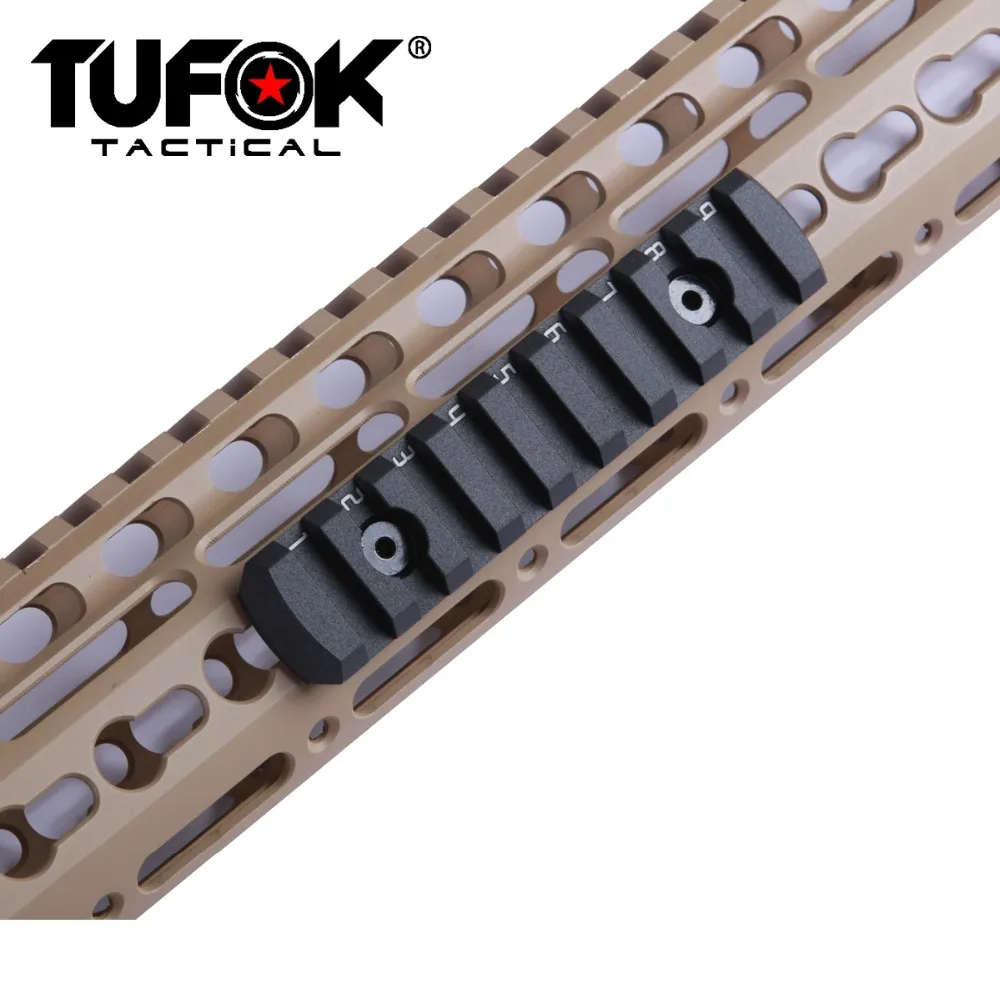 

TuFok Keymod Picatinny Rail Section - 9 Slot Super Thin Keymod Rail Scope Mount Base Adapter For Scopes, Magnifiers, Red Dots