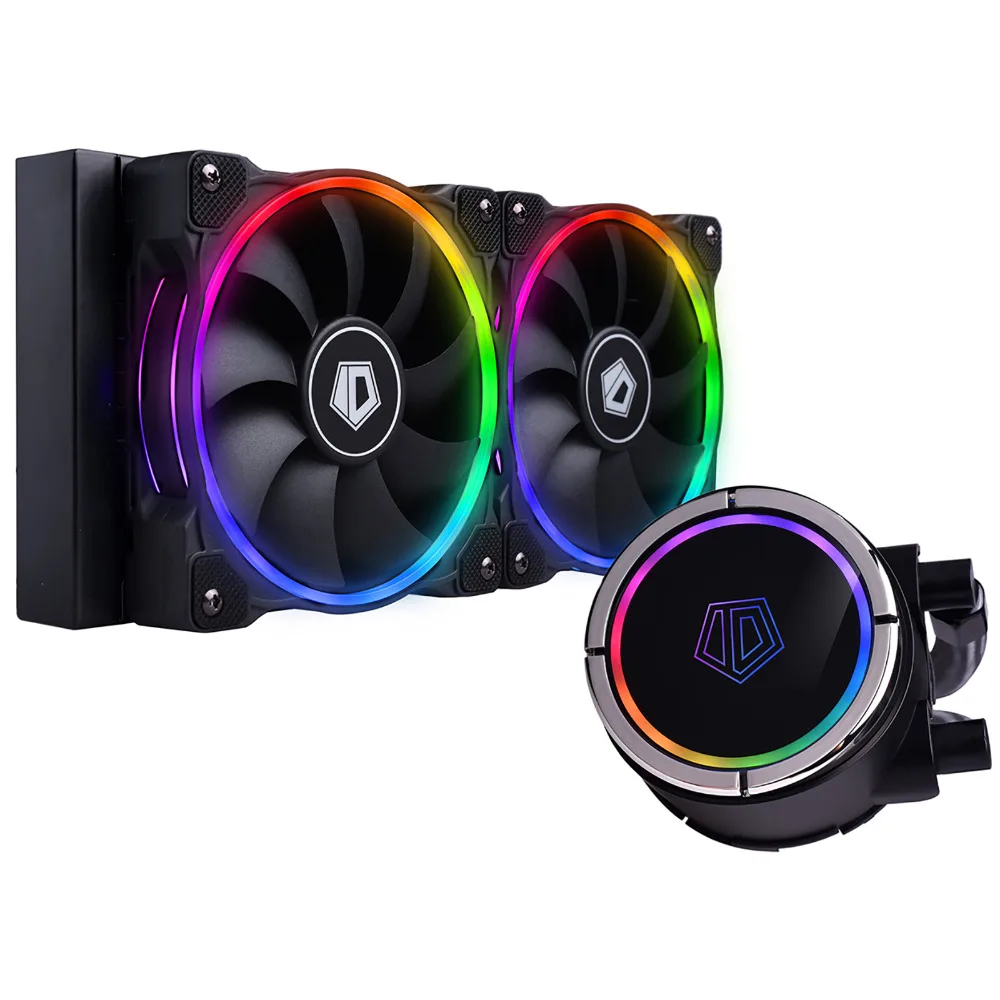 ID-COOLING ZOOMFLOW 240 адресуемый RGB AIO жидкостный охладитель, 240 мм радиатор, 400 мм рукава трубки, 2x120 мм PWM вентиляторы, TR4/AM4/LGA20