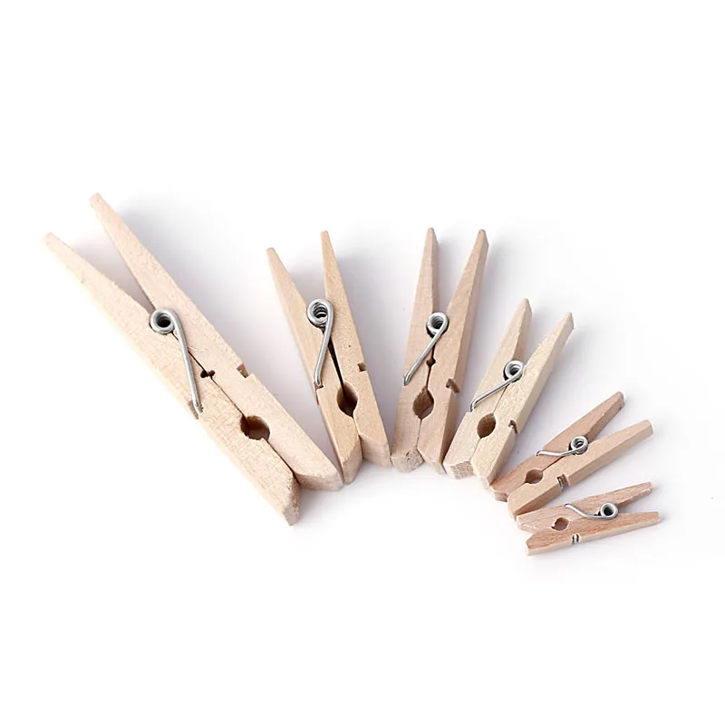 

50pcs 25-72MM Natural Wooden Clothes Photo Paper Peg Clothespin Craft Clips
