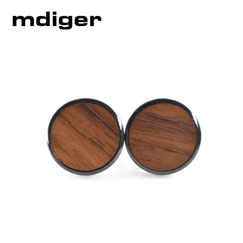 B1 Mdiger трендовые круглые запонки с деревянными элементами для мужской рубашки деревянные Запонки для свадебной вечеринки Пуговицы Запонки джентльменские ювелирные изделия - Окраска металла: B1