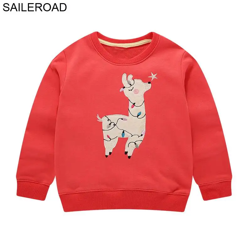 SAILEROAD Животные Овцы Вышивают Девочек Толстовки для Детской Одежды 2-7 Лет Дети Толстовки Хлопок Детские Топы Одежда