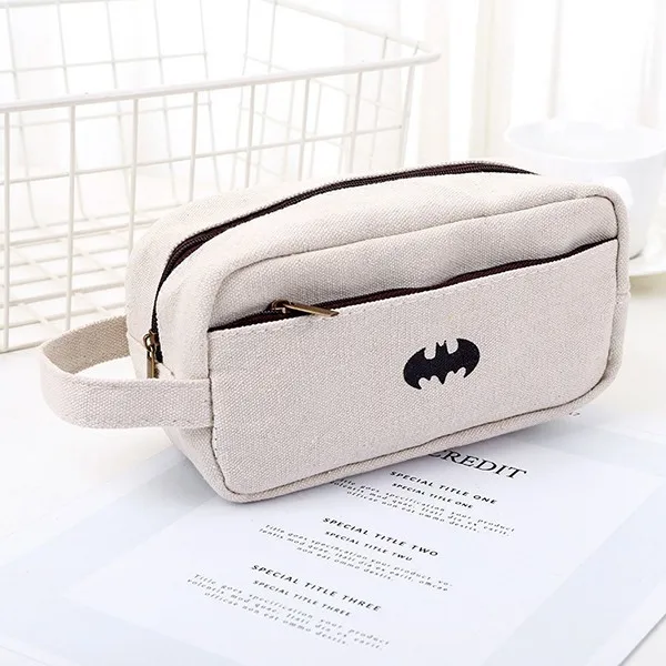 4 Cartoon Superhero Big Canvas Pencil Case For Boys Cute Large Pencil Box Pen Case School Supplies Stationery - Цвет: 4