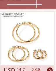 Neoglory светильник желтого золота три пары крючок Комплект сережек для женщин и девочек разные размеры модные украшения подарок FA