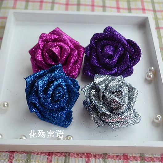 100 шт/партия цветы с блестками поролоновые головки роз цветок украшение