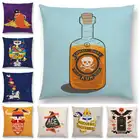 Наволочка для подушки с пиратским капитаном Джеком, декоративные буквы с рисунком рома, покера, рыцаря, Викинга, сокровищ, орла, декоративный чехол для дивана, декоративная подушка