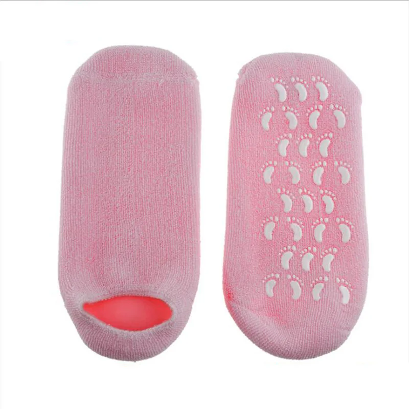 Pink Sock Увлажняющая отбеливающая отшелушивающая маска для ног, Нестареющая маска для рук, силиконовые рукавицы, многоразовые спа-гелевые носки, перчатки G72 - Цвет: Pink Sock