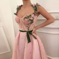 rose coral long prom dress with straps colorful pearls floral embroidery special occasion gown for girls evening dress %d0%bf%d0%bb%d0%b0%d1%82%d1%8c%d0%b5