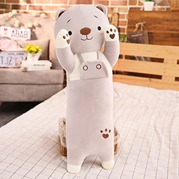 110cm grey cat Животные длинная подушка цилиндрическая мягкая подушка стоячая собака/кролик/кошка/Свинья розовый/серый дети взрослые спящий компаньон 70/110 см - Цвет: 110cm grey cat