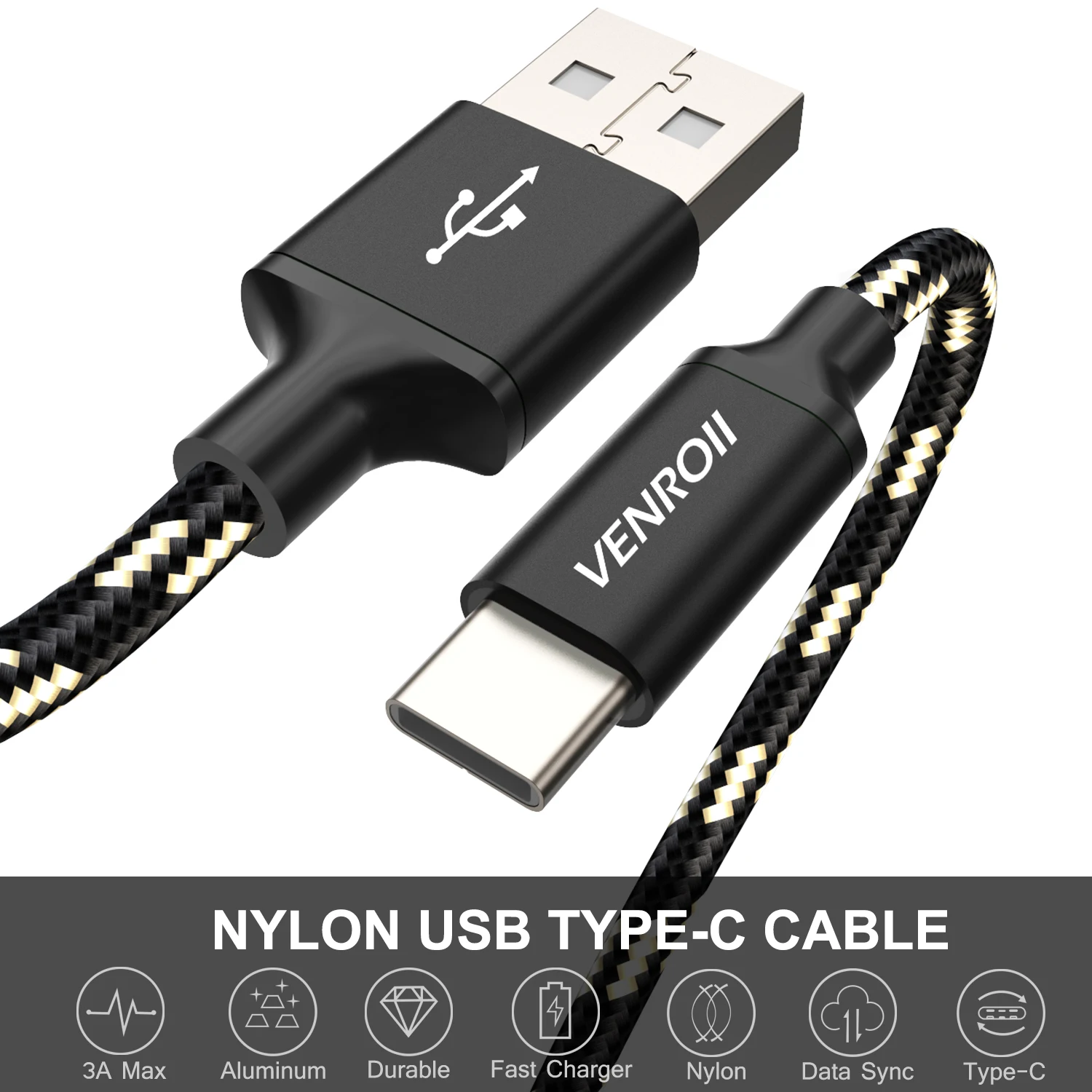 Venroii 1,2 м 2 м 3 м 5 м кабель usb type C для samsung S8 Xiaomi mi x 3 8 9 USBC type-C кабель для передачи данных для huawei P20 mate 20 Oneplus