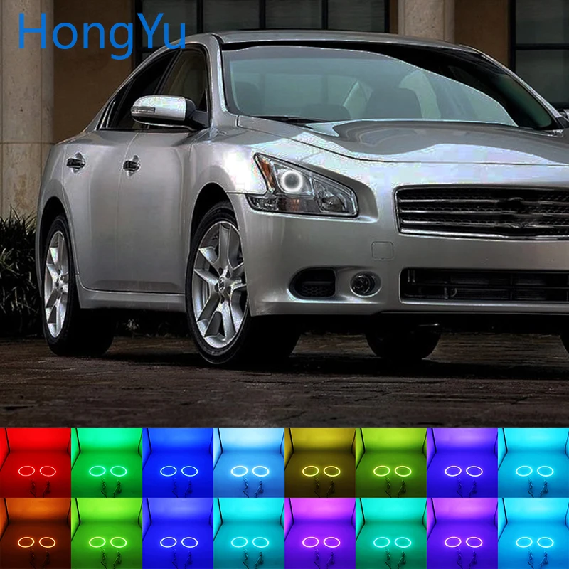 

Latest Headlight Multi-color RGB LED Angel Eyes Halo Ring Eye DRL RF Remote Control for Nissan Maxima 2010 2011 2012 Accessories
