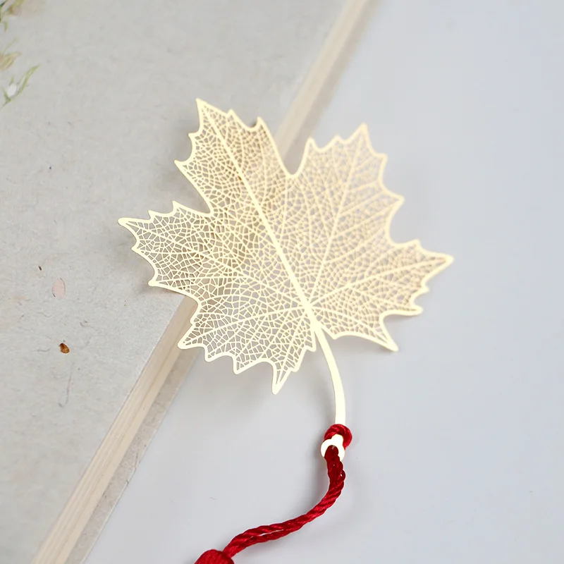 Милые Креативные золотые кленовые листья металлическая Закладка канцелярские