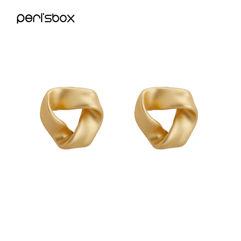 Серьги пусеты Peri'sBox золотого цвета металлические маленькие витые серьги в