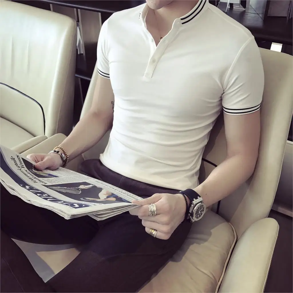 

mens polos 2018 camisa polo new polo shirt male Style New Elegant Slim Mens Shirt mens clothing business polo