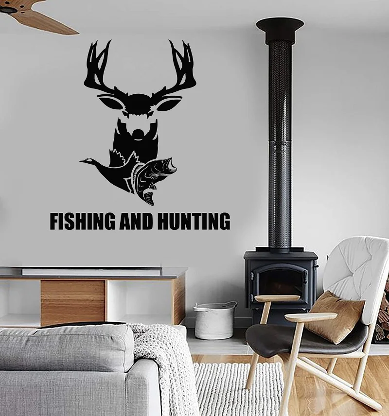 

Home Decor Vinyl Wall Decal Fishing Hunting Fish Hobby Deer Sticker Mural Art Deco Interior Wallpaper 2KN16