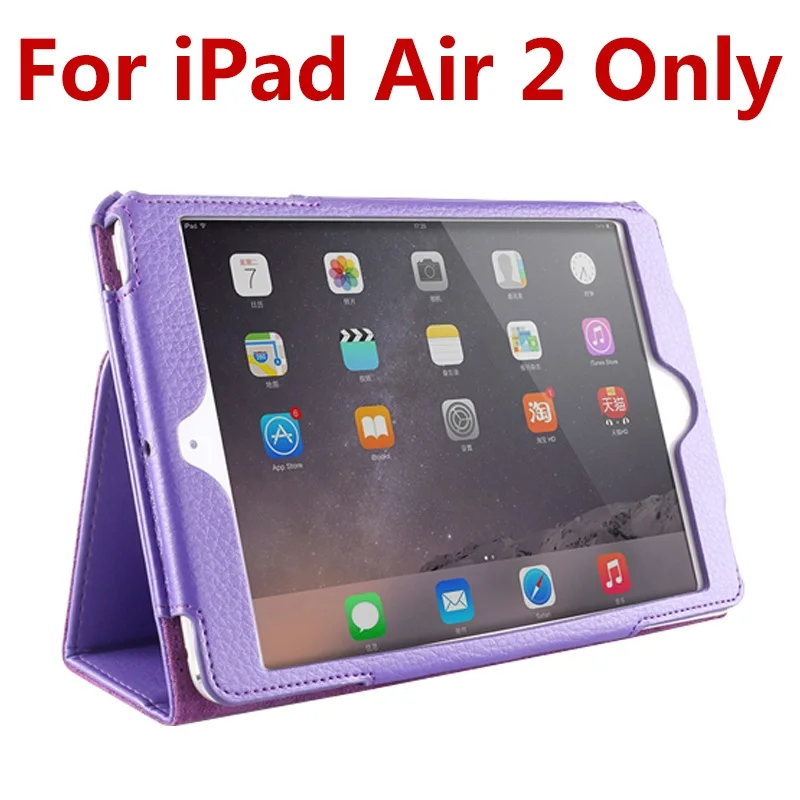 for Air 2 Purple Чехол для iPad Air 2, GARUNK, Матовый кожаный флип-чехол из личи, смарт-подставка, защитный чехол для iPad 2/3/4, iPad 6, Аксессуары для планшетов - Цвет: for Air 2 Purple