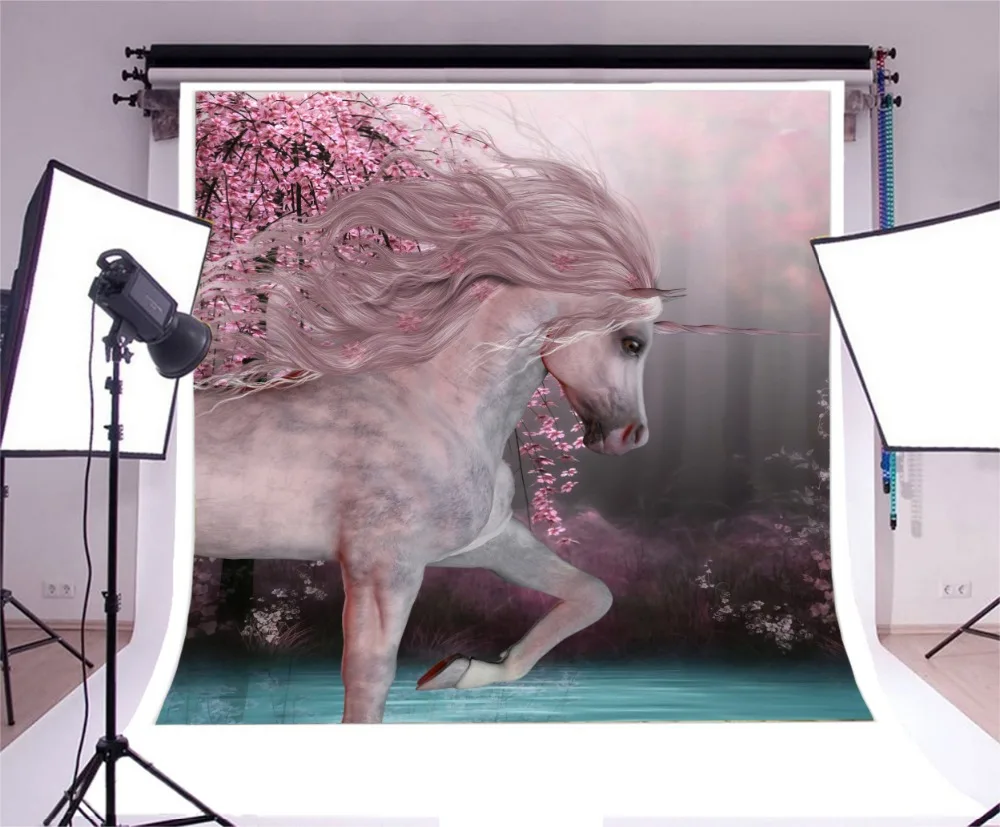 Виниловые фотообои Laeacco Wonderland для фотостудии с изображением единорога Пегаса