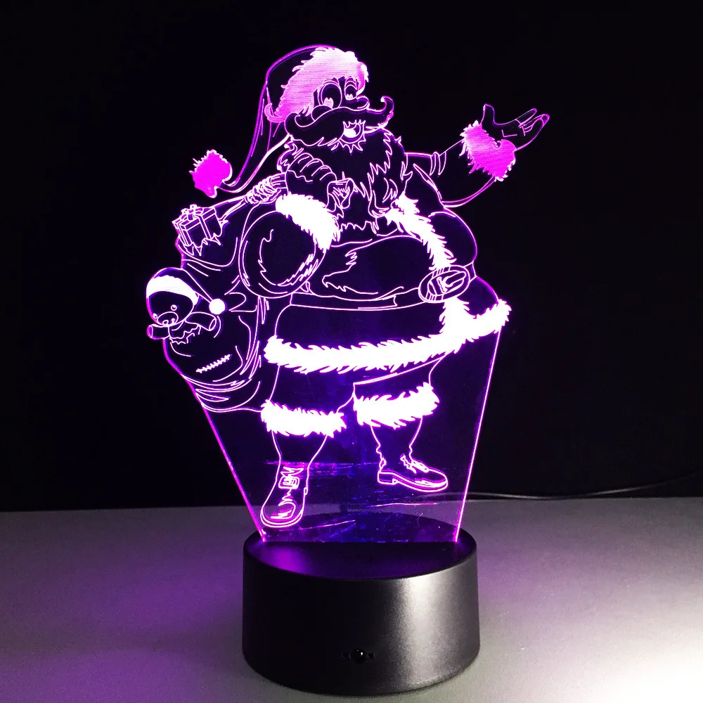 

Santa Claus 3D Night Ligh 7 Color USB Touch Remote Control Table Lamp for Kids Christmas Gift Home Bedroom Decor