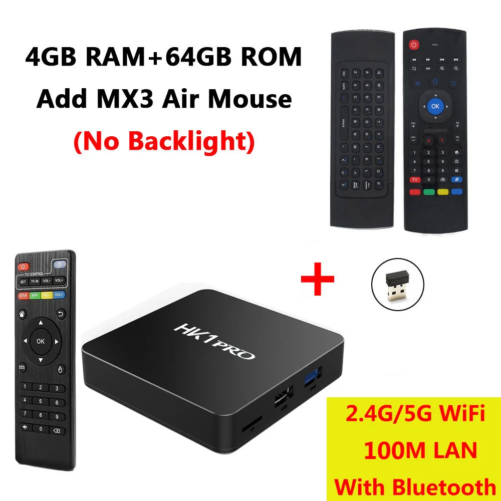 4GB 64GB add MX3 HK1 PRO 4 Гб LPDDR4 64 Гб ПЗУ Android 8,1 ТВ приставка Amlogic S905X2 четырехъядерный USB 3,0 2,4G 5G WiFi Bluetooth 4K HD Смарт-приставка - Цвет: 4GB 64GB add MX3