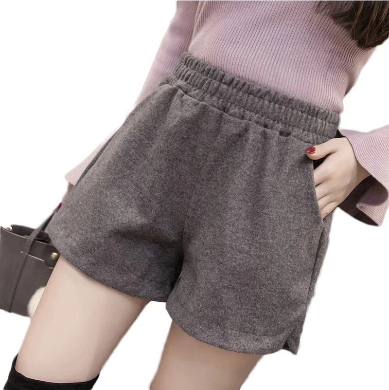 Новые осенние шорты женские зимние Свободные корейские широкие Feminino теплые с