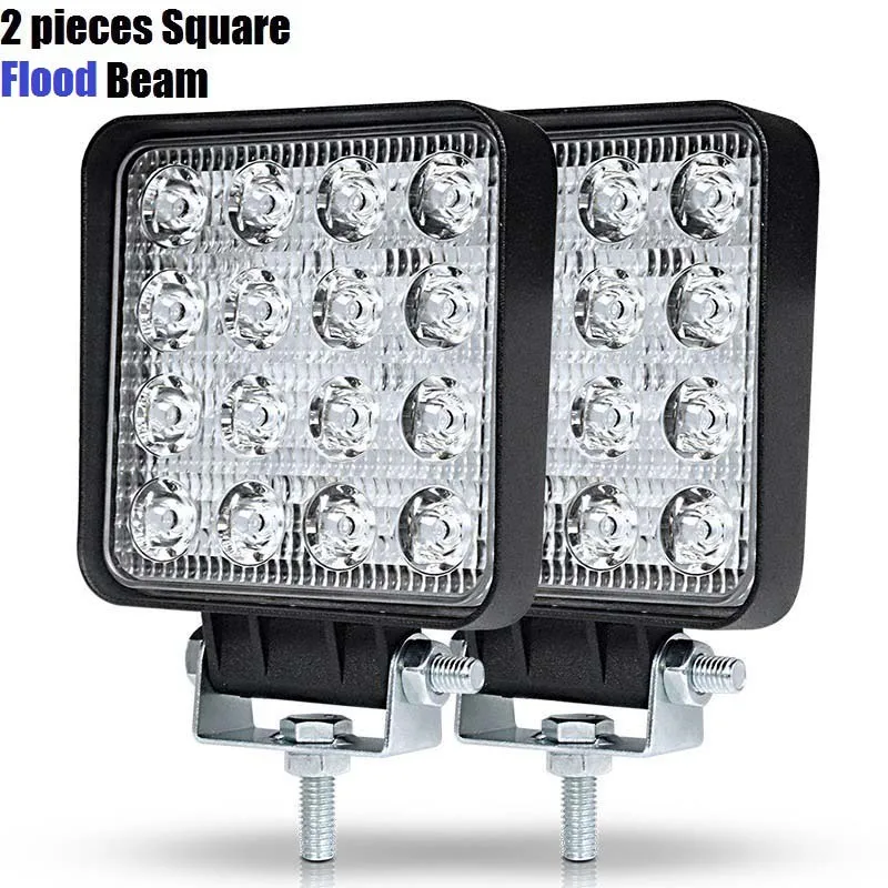 2x Square Flood Beam RACBOX 4 дюйма 48 Вт тонкий светодиодный светильник для вождения с точечным наводнением для Lada, грузовика, прицепа, внедорожника, лодки, 12 В, 24 В, 4WD, для стайлинга автомобилей - Цвет: 2x Square Flood Beam