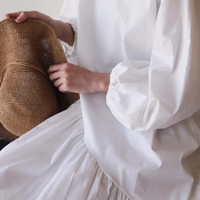 TWOTWINSTYLE Patchwork Ruffles Summer Dress For Women Lantern Sleeve Loose Big Size Black Dresses Female Clothes Fashion 2018 | Женская