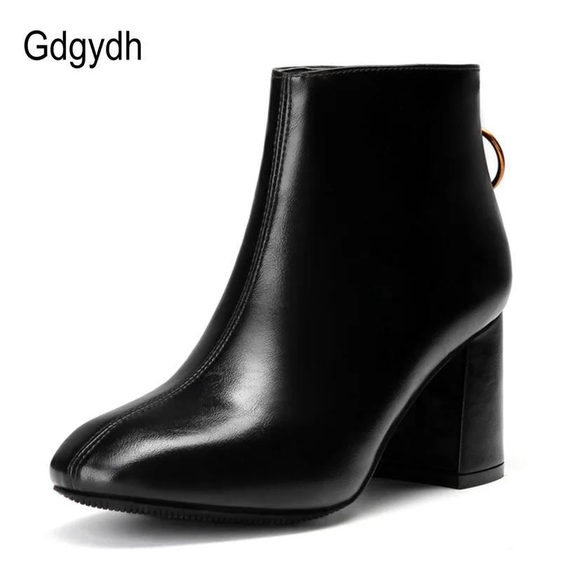 Женские кожаные ботинки Gdgydh на высоком каблуке с резиновой подошвой осень
