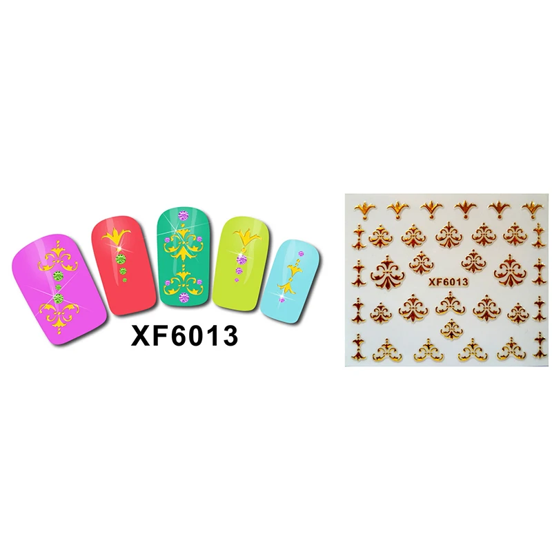 

DIY Gold Design Water Transfer Nails Art Sticker Decals Women Nail Wraps Decals XF6013