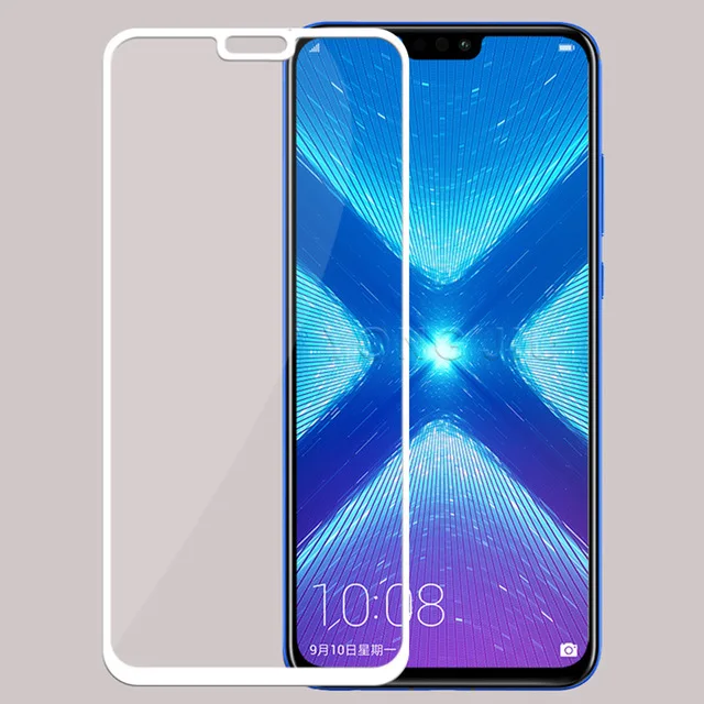 Белый Оригинальное Защитное стекло для Huawei Honor 8x, защитный чехол для экрана Huawey honer Honor8x 8 X X8, закаленное стекло, полное покрытие, пленка - Цвет: Белый