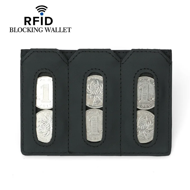 Держатель для карт из коровьей кожи для мужчин, RFID кошелек для кредитных карт, тонкий мульти-карты, слоты для монет, Карманный держатель для карт, Rfid защита карт