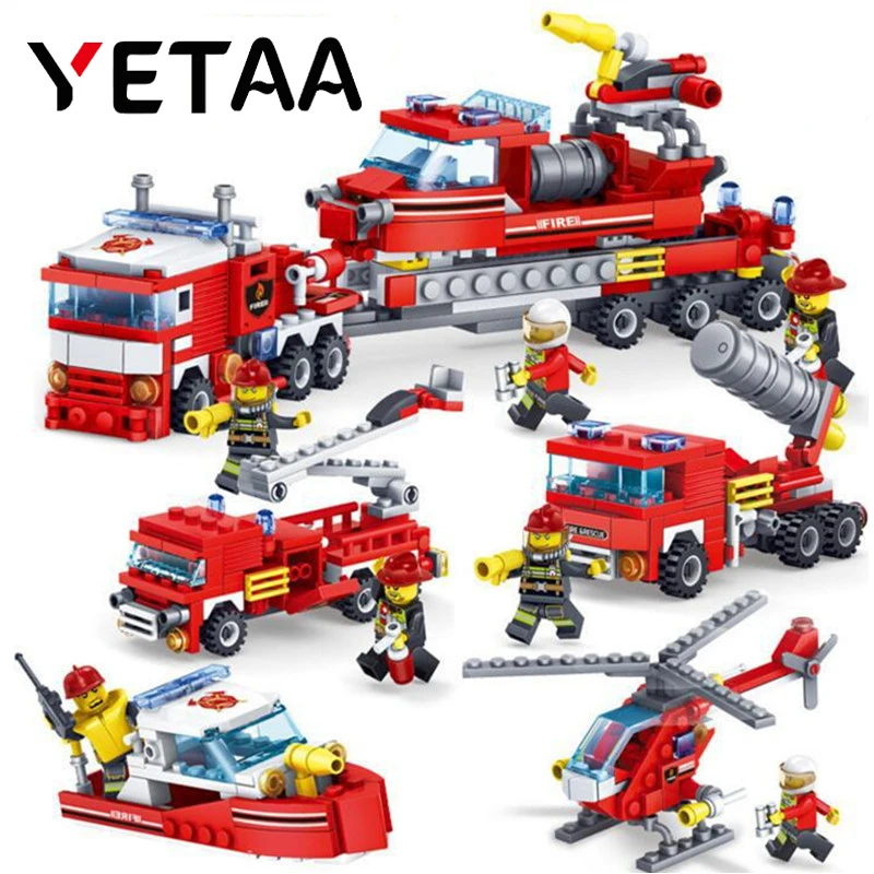 YETAA Legofigure блок подарки кирпичи пожарные блоки игрушки для детей грузовой