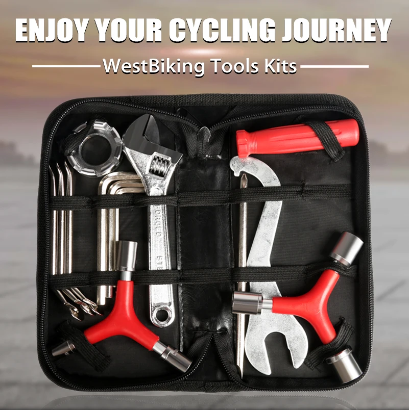 WEST BIKING 12 в 1 профессиональные инструменты для ремонта велосипедов многофункциональные гаечные ключи отвертка ремонтный Чехол MTB Дорожный велосипед инструменты