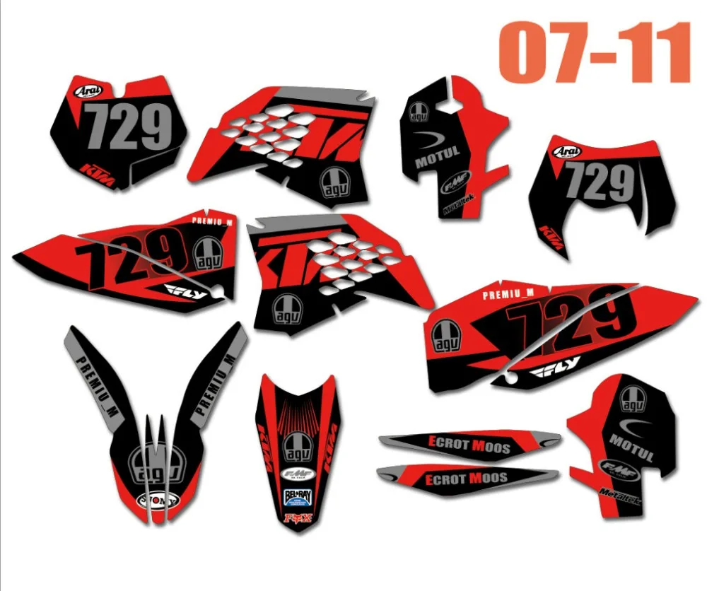 Велосипед стикеры мотокросса графика для KTM EXC XCF 125 250 450 530 2008-2011 | Автомобили и