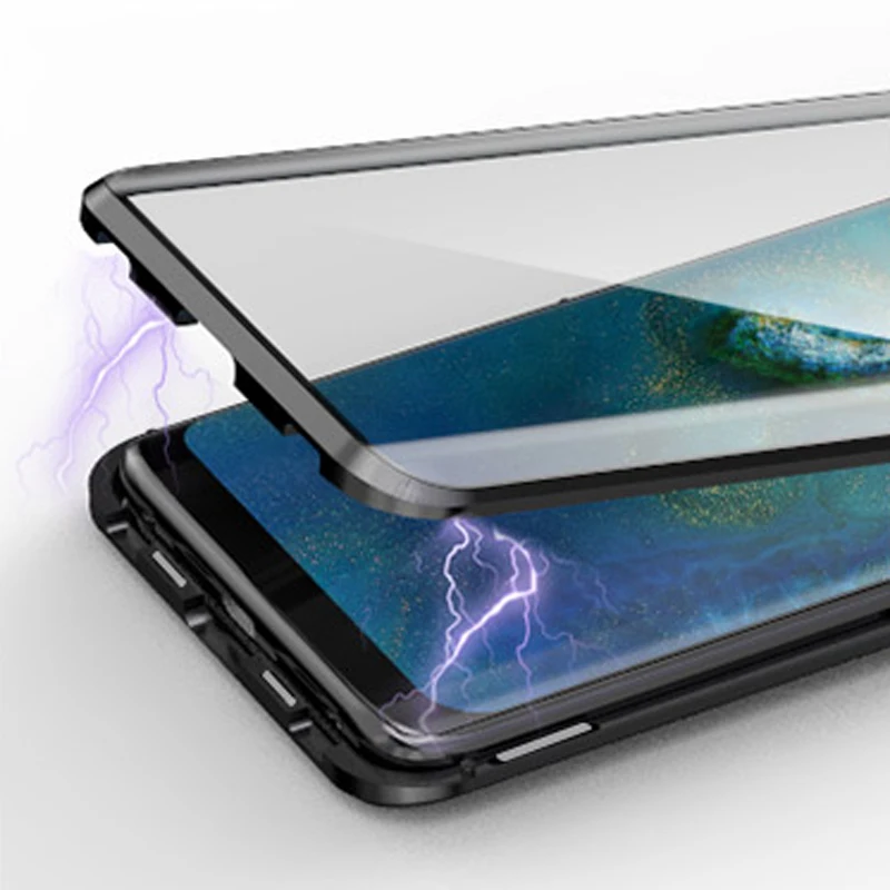 360 полный защитный чехол для Huawei Mate 20 Pro магнитный металлический корпус рамка и
