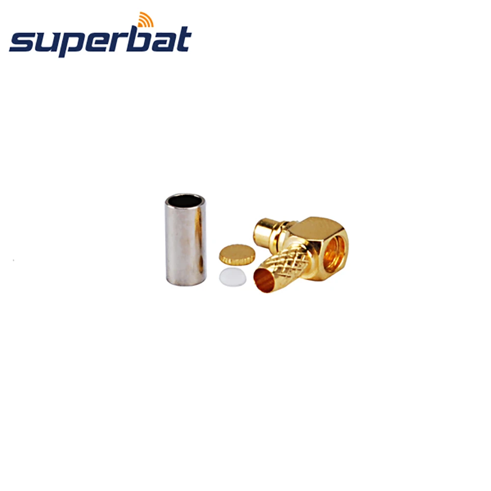 Superbat MMCX Male Crimp Right Angle Gold RF Coaxial Connector for Cable RG174,RG316,LMR100
