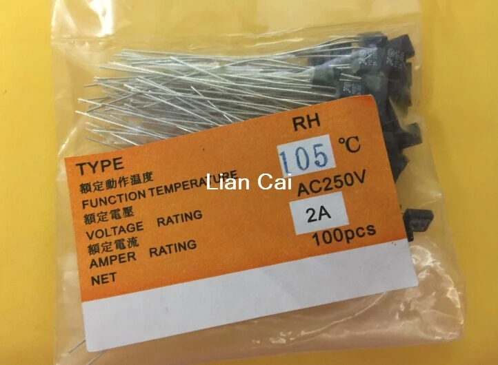 

50 шт. Новый тепловой предохранитель RH 105 градусов 2 А 250 В