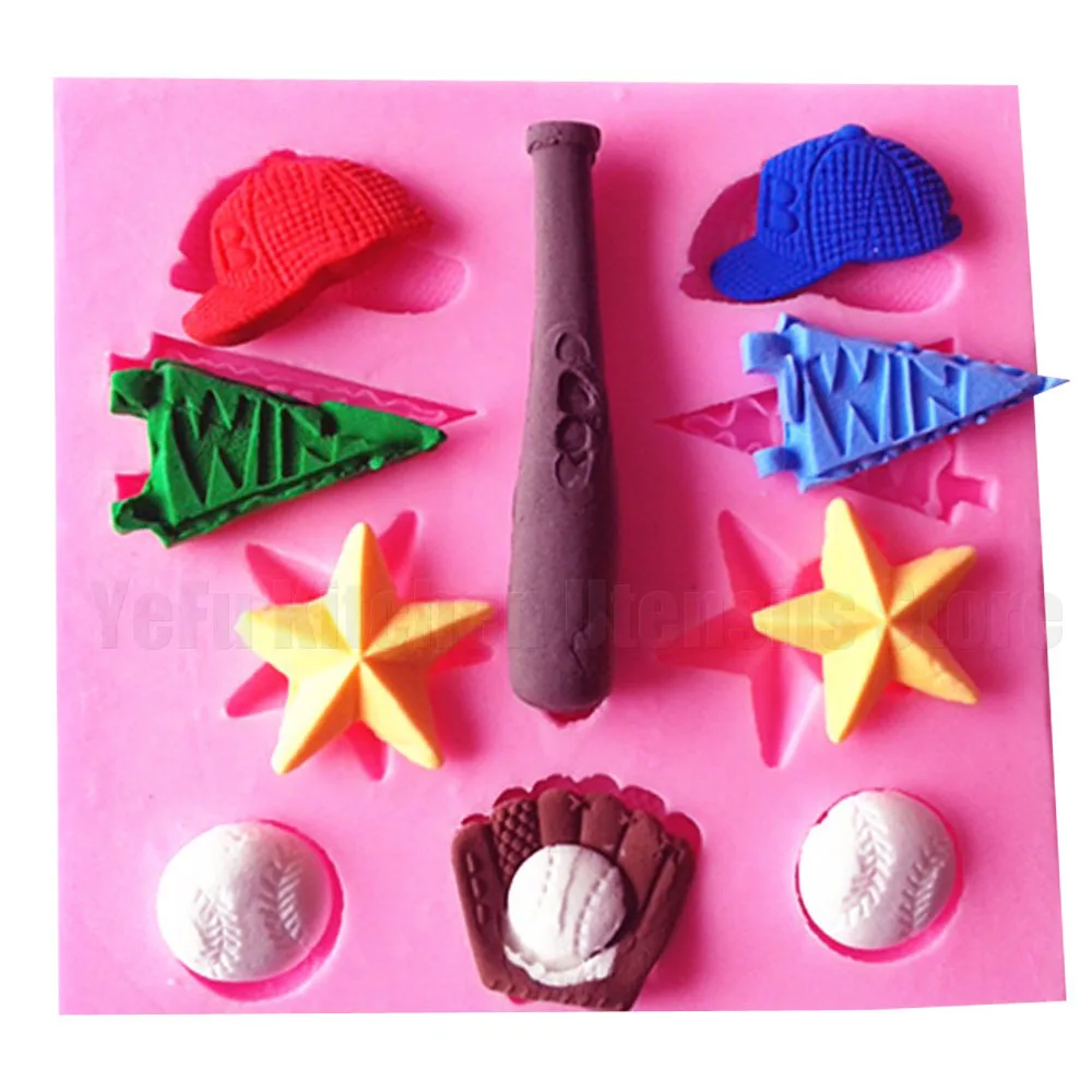 

Sport Series baseball softball golf hats chocolate Party DIY fondant cake decorating tools silicone mold T1047