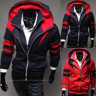 The New Autumn/winter new style men's zip up Casual coats Cardigan Contrast fake two piece sweater Hoodies 2 Colors M-XXL H353 | Мужская