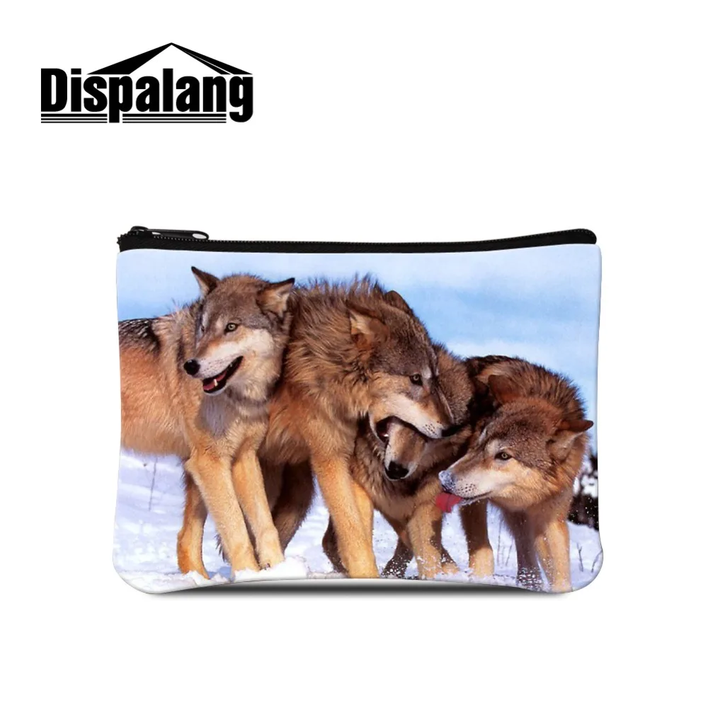 Vintage Clutches Bags Pretty Wolf Printed on Mini Coin Women Small Pouch Plastic Purse Smart PU Cosmetic Compartments | Багаж и сумки