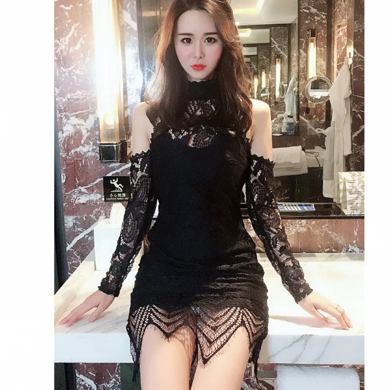 2019 новое летнее белое кружевное мини платье с длинными рукавами и вышивкой