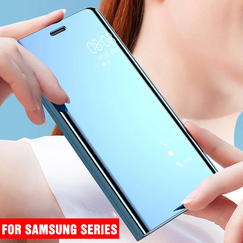 Умный зеркальный флип чехол для Samsung Galaxy S8 S9 A10 A20 A30 A50 A70 Прозрачный Plus S7