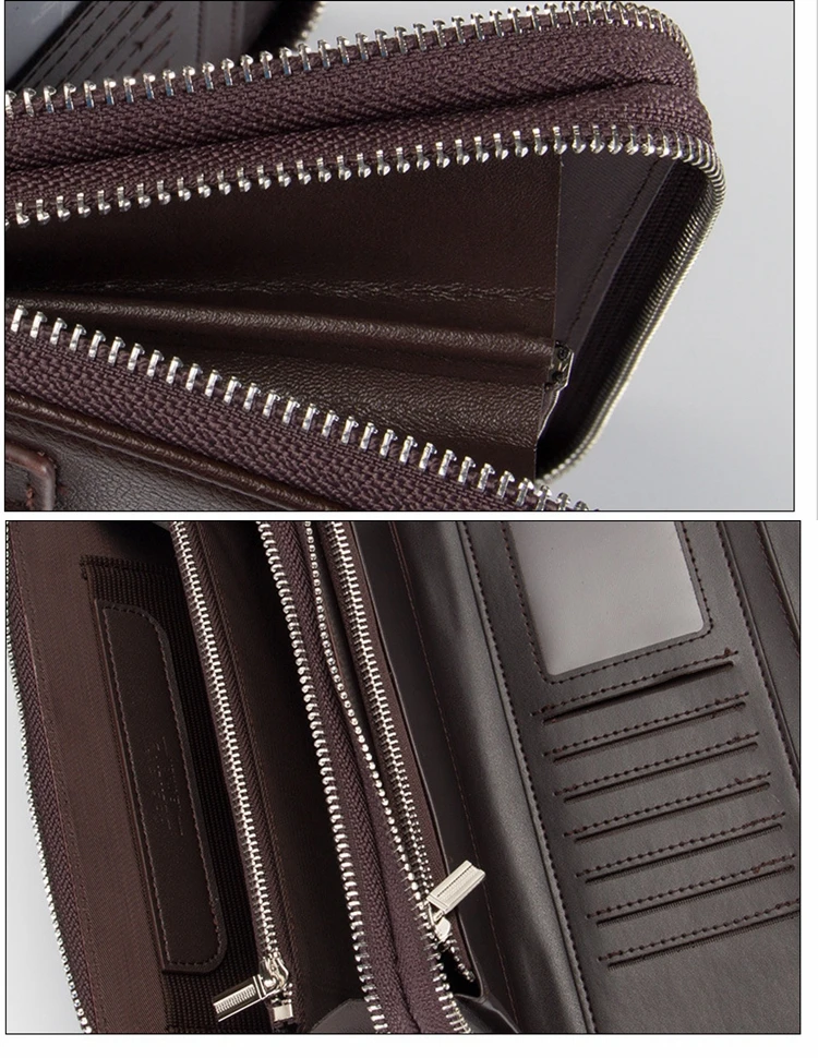 Baellerry вместительный бумажник мужской двойной молнии кошелек для телефона монеты