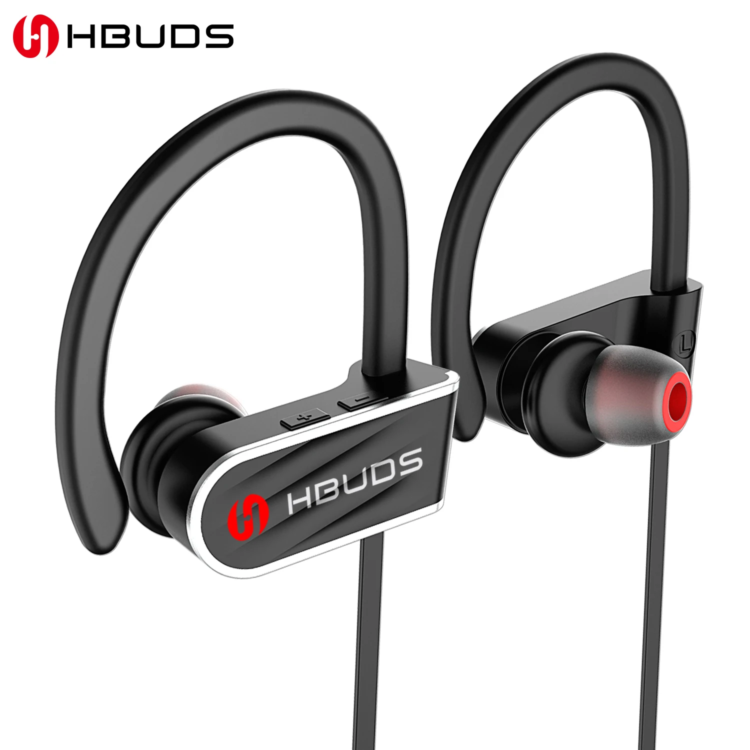Black HBUDS Bluetooth наушники IPX7 водонепроницаемая для спорта, бега Беспроводной гарнитура спортивные наушники с микрофоном для iPhone-черный - Цвет: Black