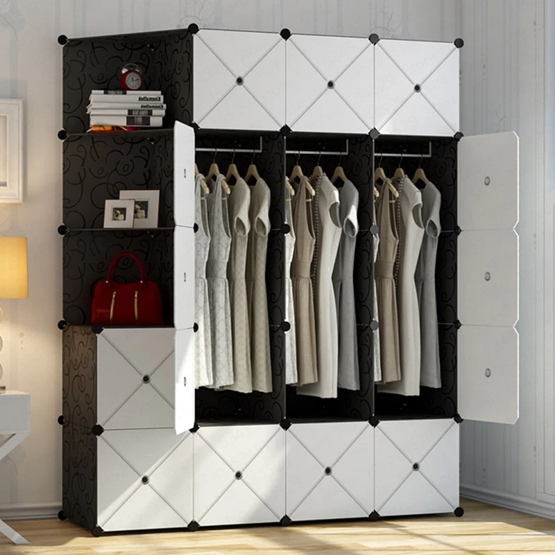 Простой шкаф в сборе пластиковый Тканевый пространство имитация цельной