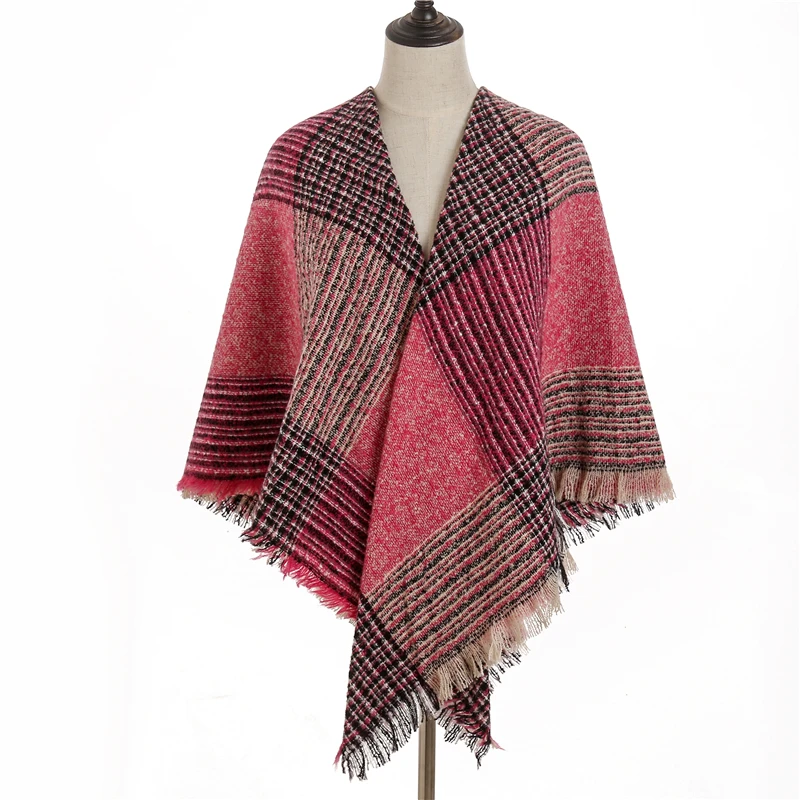 Плед бандана палантин шарф женский зимний полосатый зимний женский шарф кашемировые шарфы квадратные шали для леди обертывания вязаное одеяло фуляр бандана шеи теплые шарфы - Цвет: FE-25