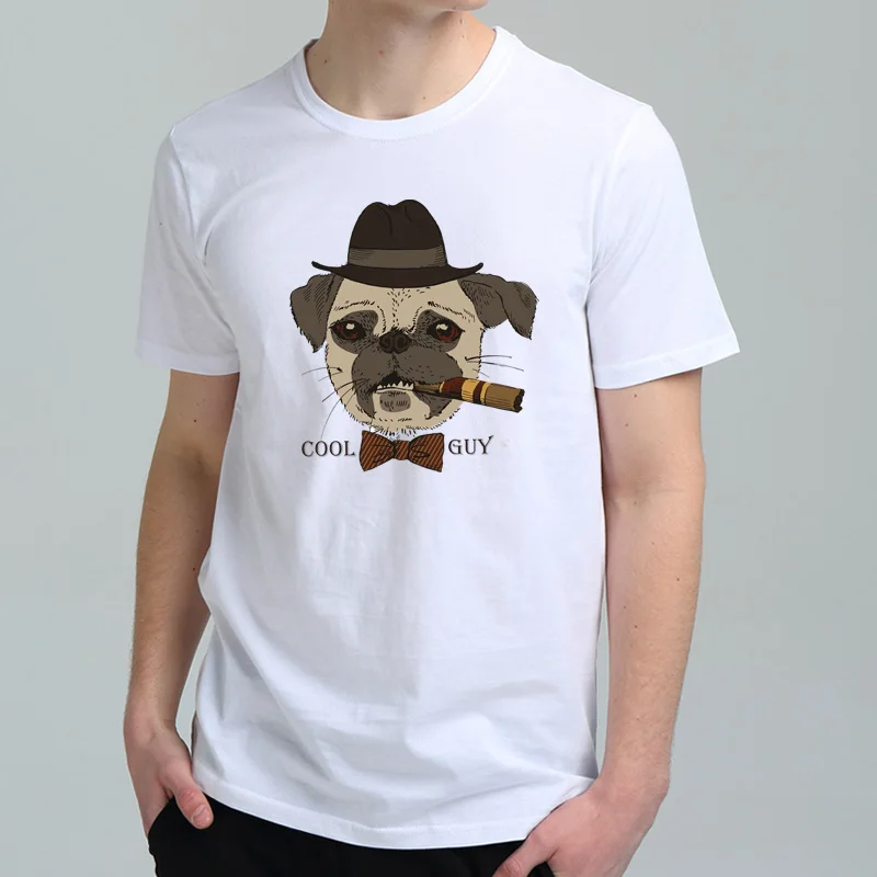 Летняя футболка для мужчин 100% хлопок с коротким рукавом мультфильм белая S топы