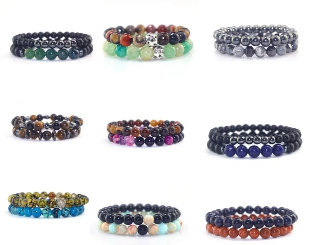 Женский и мужской браслет с натуральным камнем 2 шт./набор новинка 2019