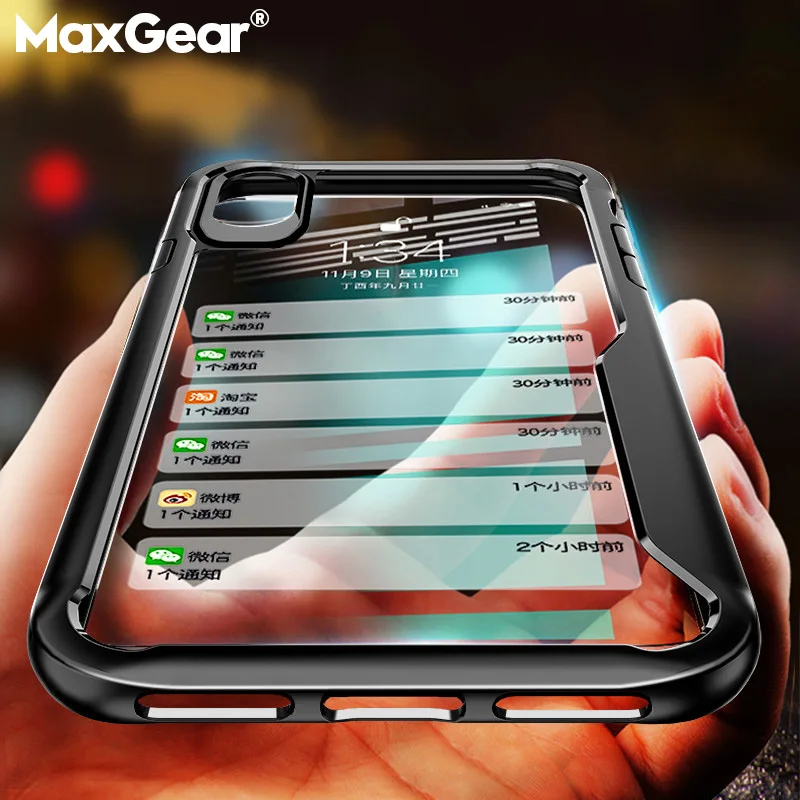 Акриловый ударопрочный чехол для телефона MaxGear iPhone 6 6s 7 8 Plus прозрачная задняя