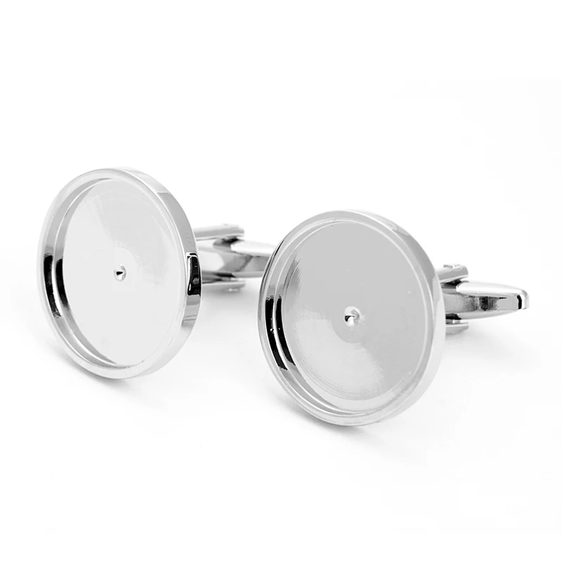 19/21mm  20/22mm  Sliver Color Brass Copper Alloy Cufflinks Mens Round Blank Cufflinks DIY For Six Penny Coin