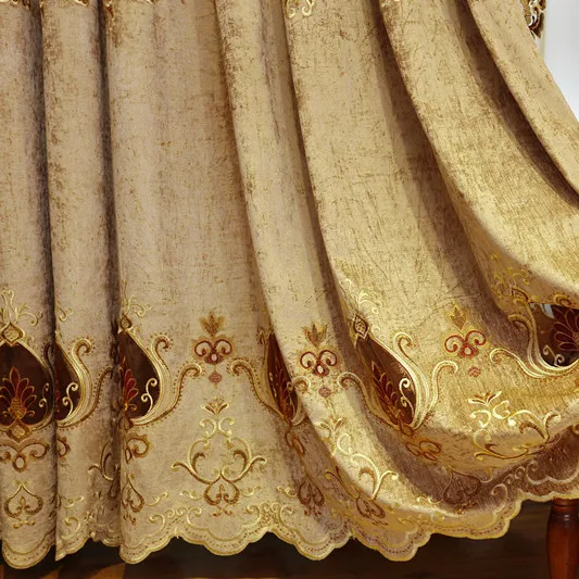 Curtain Выполненные на заказ домашние роскошные вышитые балдахины украшения затемненные занавески ткань для гостиной спальни обработка окна шторы - Цвет: Curtain